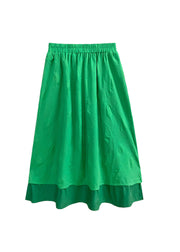 Grüne A-Linie Röcke Taschen Kordelzug Frühling