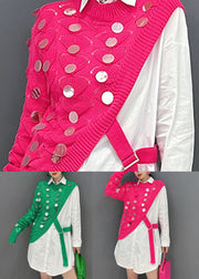 Green Asymmetrical Design Cotton Two Piece Set Outfits Sequins Winter