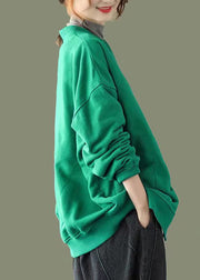 Green Button Pockets Patchwork Warm Fleece Sweatshirt Coat V Neck Long Sleeve