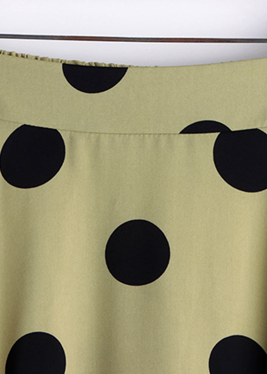 Green Dot High Waist Chiffon A Line Skirt Summer