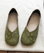 Green Flat Feet Shoes Comfortable Splicing Hollow Out