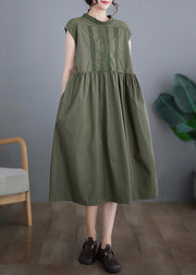 Green Lace Patchwork Cotton Maxi Dresses Summer