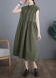 Green Lace Patchwork Cotton Maxi Dresses Summer