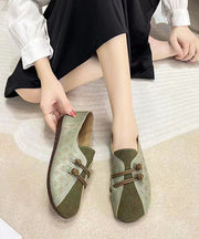Green Penny Loafers Hollow Out Comfortable Splicing
