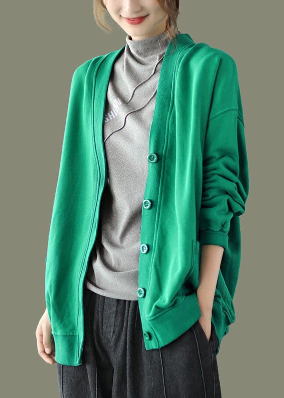 Grüne Taschen gestrickte Patchwork-Mäntel mit langen Ärmeln