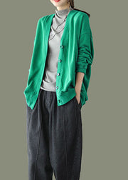 Grüne Taschen gestrickte Patchwork-Mäntel mit langen Ärmeln