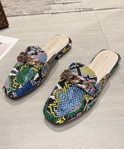 Green Serpentine Fashion Splicing Chain Plus Size Slide Sandals