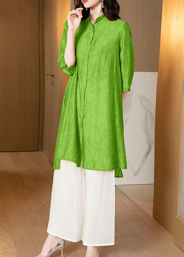 Apple Green Silk Two Piece Set Women Clothing