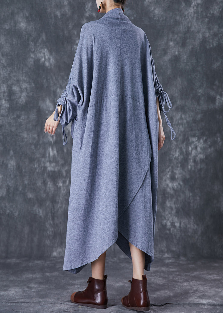 Grey Original Cotton Gown Dress Oversized Cinched Fall