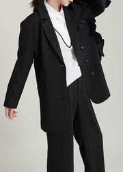 Grey PeterPan Collar Patchwork Ruffled Fall Coats Long sleeve
