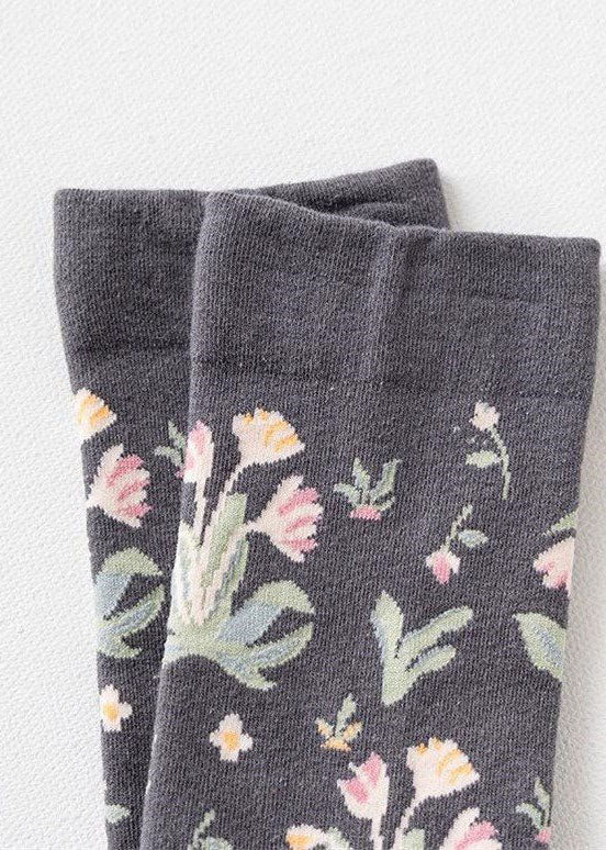 Handmade Abstract art Print Cotton Over The Calf Socks