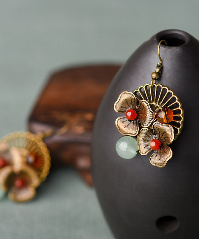 Handgefertigte Achat-Ohrringe aus feinem Kupfer im Ethno-Stil