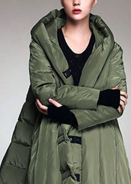 Handmade Army Green hooded Casual Winter Duck Down coat