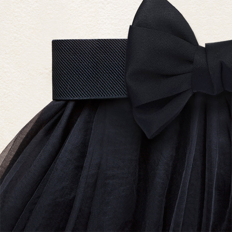 Handmade Black Bow tulle Tiered Skirt Summer