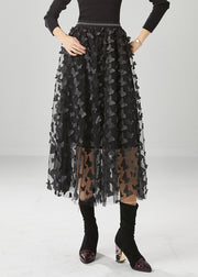 Handmade Black Butterfly Appliqued Tulle Skirts Fall
