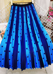 Handmade Black Elastic Waist Striped Silk Pleated Skirt Spring