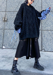 Handgemachte schwarze Taschen mit hoher Taille und Reißverschluss, asymmetrisches Design, Herbströcke