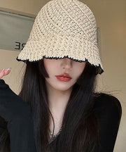 Handmade Black Hollow Out Knit Bucket Hat