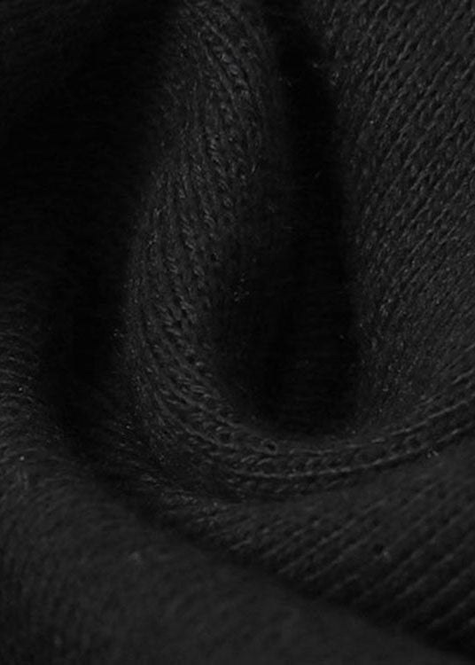 Handmade Black O-Neck Tulle Patchwork Warm Fleece Pullover Street wear Spring