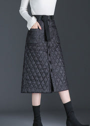 Handmade Black Patchwork Fine Cotton Filled Skirts Winter