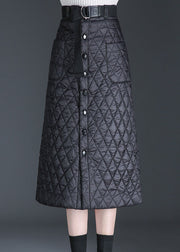 Handgemachte schwarze Patchwork-Röcke mit feiner Baumwolle gefüllt Winter