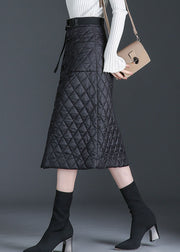 Handgemachte schwarze Patchwork-Röcke mit feiner Baumwolle gefüllt Winter