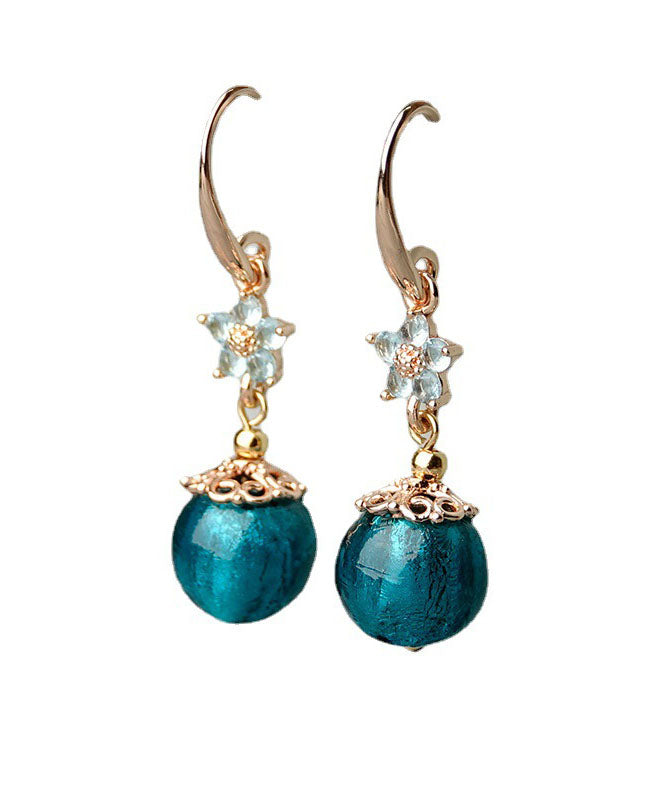 Handgemachte blau gefärbte Zirkon-Ohrringe mit Glasur