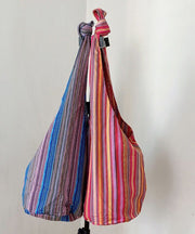 Handmade Blue Striped High-capacity Cotton And Linen Messenger Bag