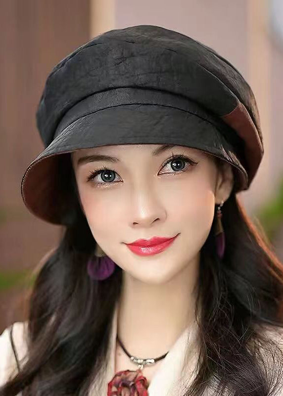 Handmade Boutique Elegant Black Silk Beret Hat