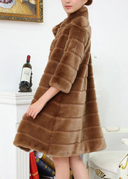 Handmade Brick Red Oversized Thick Fuzzy Fur Fluffy Coat Half Sleeve