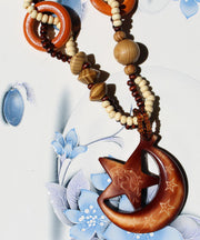 Handmade Brown Little Fish Beaded Pendant Necklace