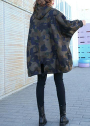 Handmade Button pockets fine coat for woman camouflage silhouette coat - SooLinen