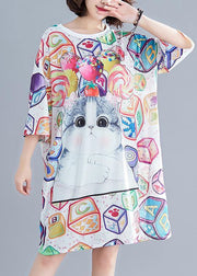 Handmade Cartoon print Cotton clothes half sleeve daily summer Dress - SooLinen