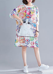 Handmade Cartoon print Cotton clothes half sleeve daily summer Dress - SooLinen