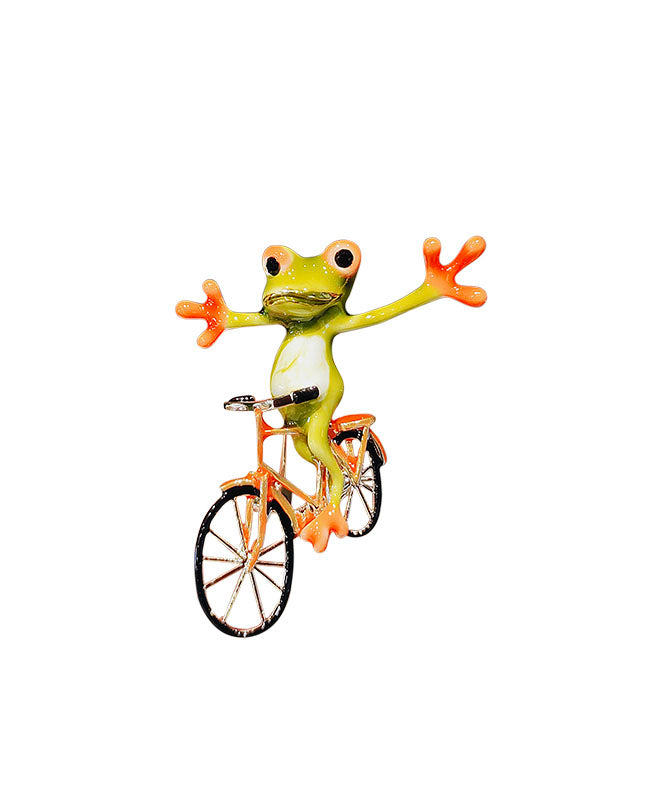 Handmade Colorblock Alloy Painting Oil Bicycle Frog Brooches