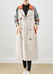 Handmade Colorblock Double Breast Patchwork Cotton Coats Fall