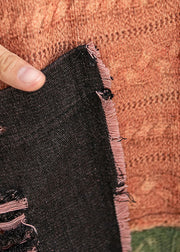 Handmade Denim Patchwork Knit PeterPan Collar Pockets Fall Long sleeve Coat