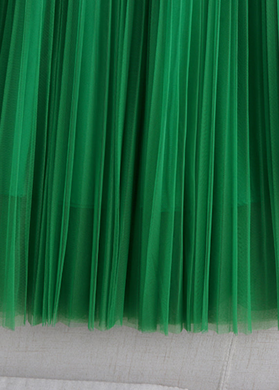 Handmade Green Alphabet Print Elastic Waist Tulle Skirt Spring