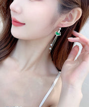 Handgemachte grüne Edelstein-glückliche Wolken-Kupfer-Tropfen-Ohrringe