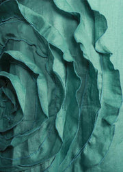 Handmade Green 3D Flower Linen Maxi Dress - SooLinen
