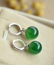 Handmade Green Sterling Silver Agate Drop Earrings