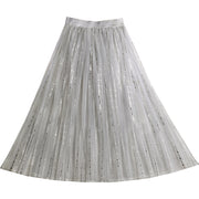Handmade Grey Sequins tulle Pleated Summer Skirts