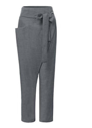 Handmade Grey asymmetrical design High Waist Cotton Harem Summer Pants - SooLinen