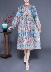 Handmade Khaki High Neck Embroidered Silk Maxi Dresses Spring
