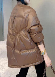 Handmade Khaki Casual Winter Puffer Jacket Down Coat