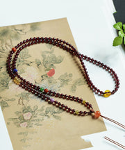 Handmade Mulberry Alloy Jade Garnet Pendant Necklace