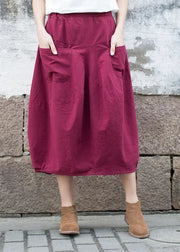 Handmade Mulberry High Waist Pockets Linen Skirts Fall