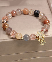 Handmade Multicolour Crystal Zircon Floral Charm Bracelet
