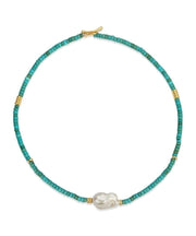 Handmade Natural Pearl Patchwork Turquoise Necklace