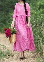 Handmade O Neck Cinched Spring Tunic Top Tutorials Rose Maxi Dresses - SooLinen